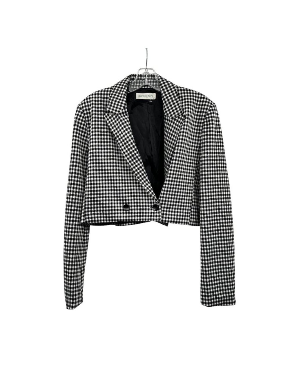 Pants Store Womens Cropped Blazer Black/White Check Buttons Size Large